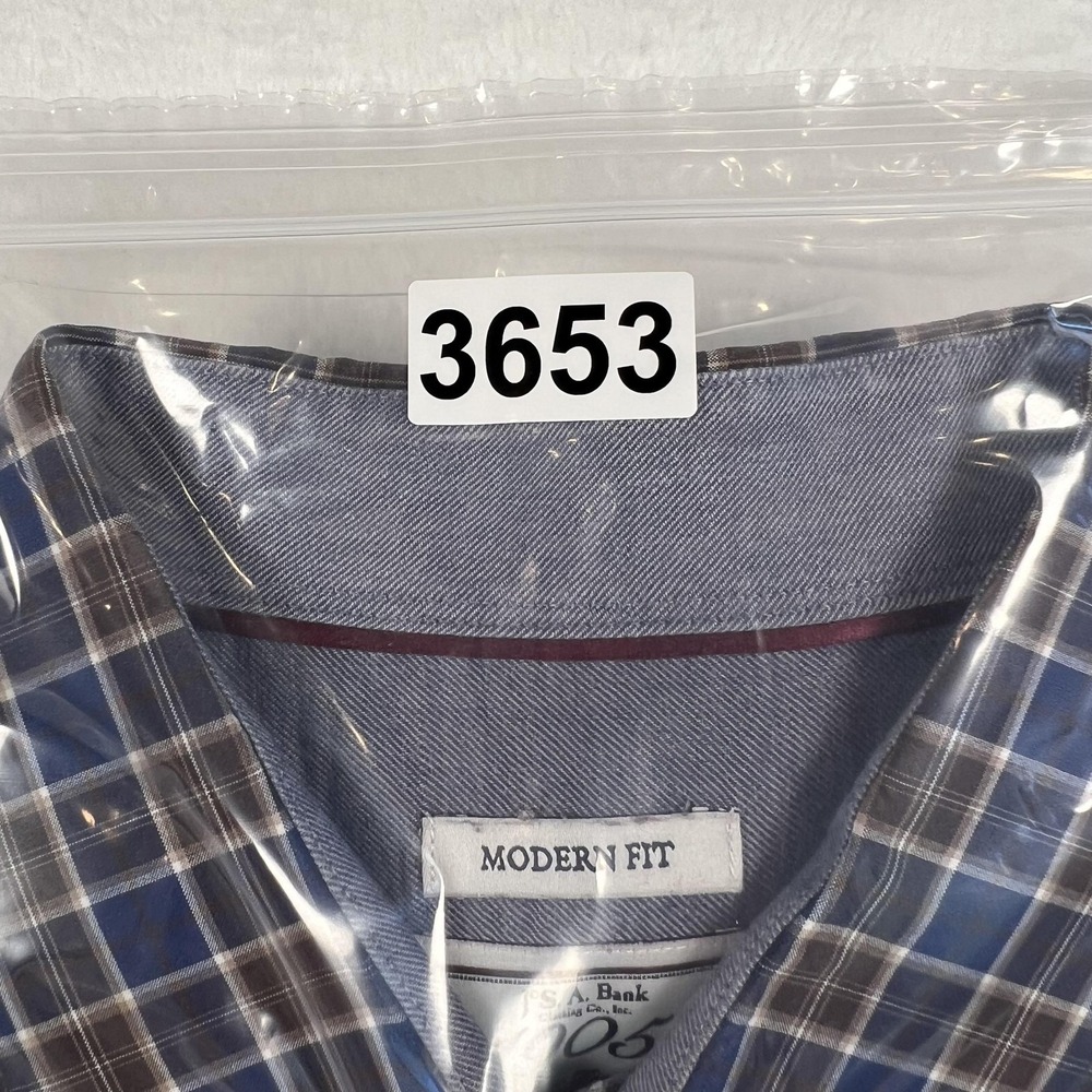Jos. A. Bank 1905 Shirt Mens Large Blue Brown Plaid Modern Fit Button Up - Picture 7 of 7